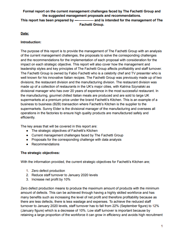 Part B Distinction Examples for Unit 6 Principles of Management Bundle