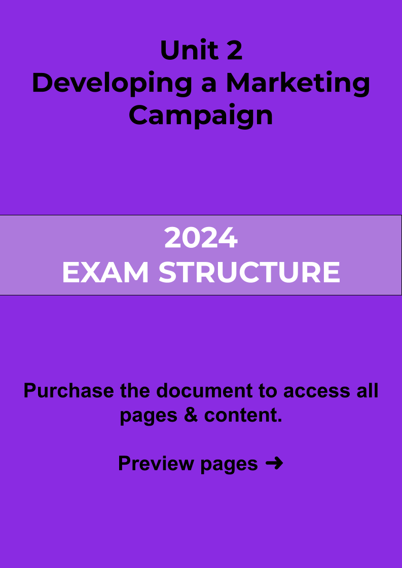Unit 2 Developing a Marketing Campaign Exam Structure 2024