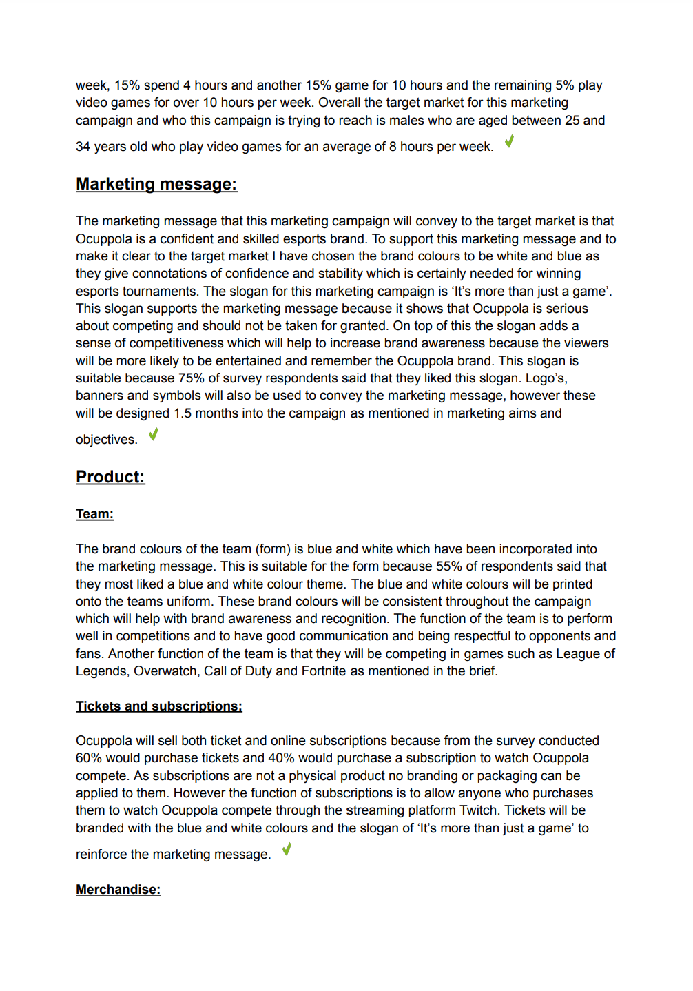 Unit 2 Team Occupola Developing a Marketing Campaign Exam Example