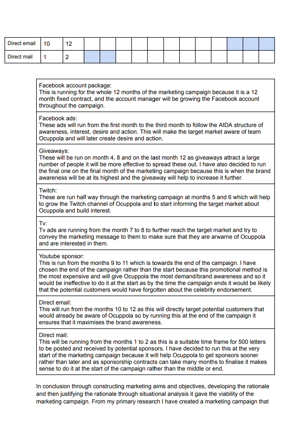 Unit 2 Team Occupola Developing a Marketing Campaign Exam Example