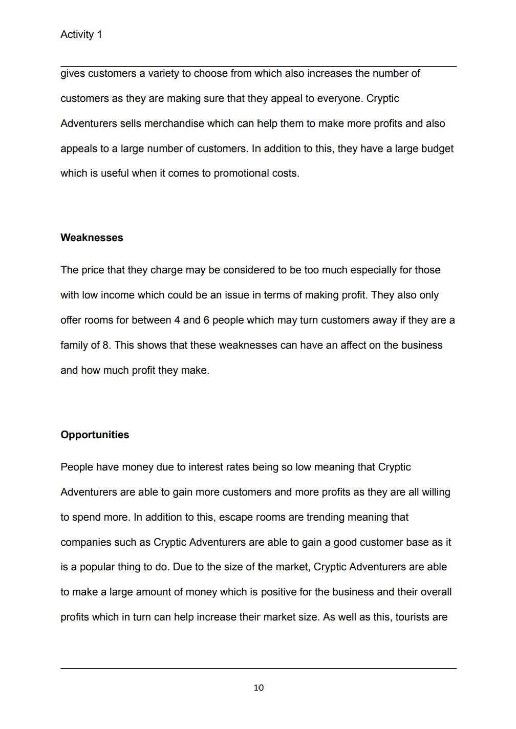 Unit 2 Escape Rooms Developing a Marketing Campaign Exam Example