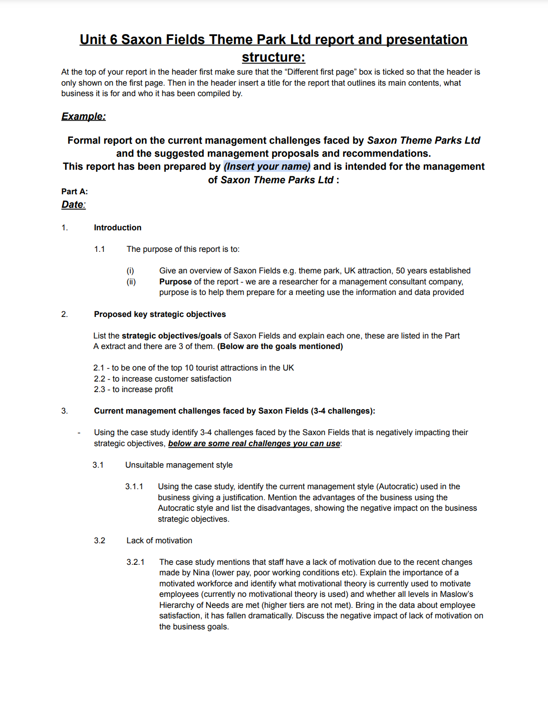 Bundle for Saxon Fields Theme Park Ltd Exam