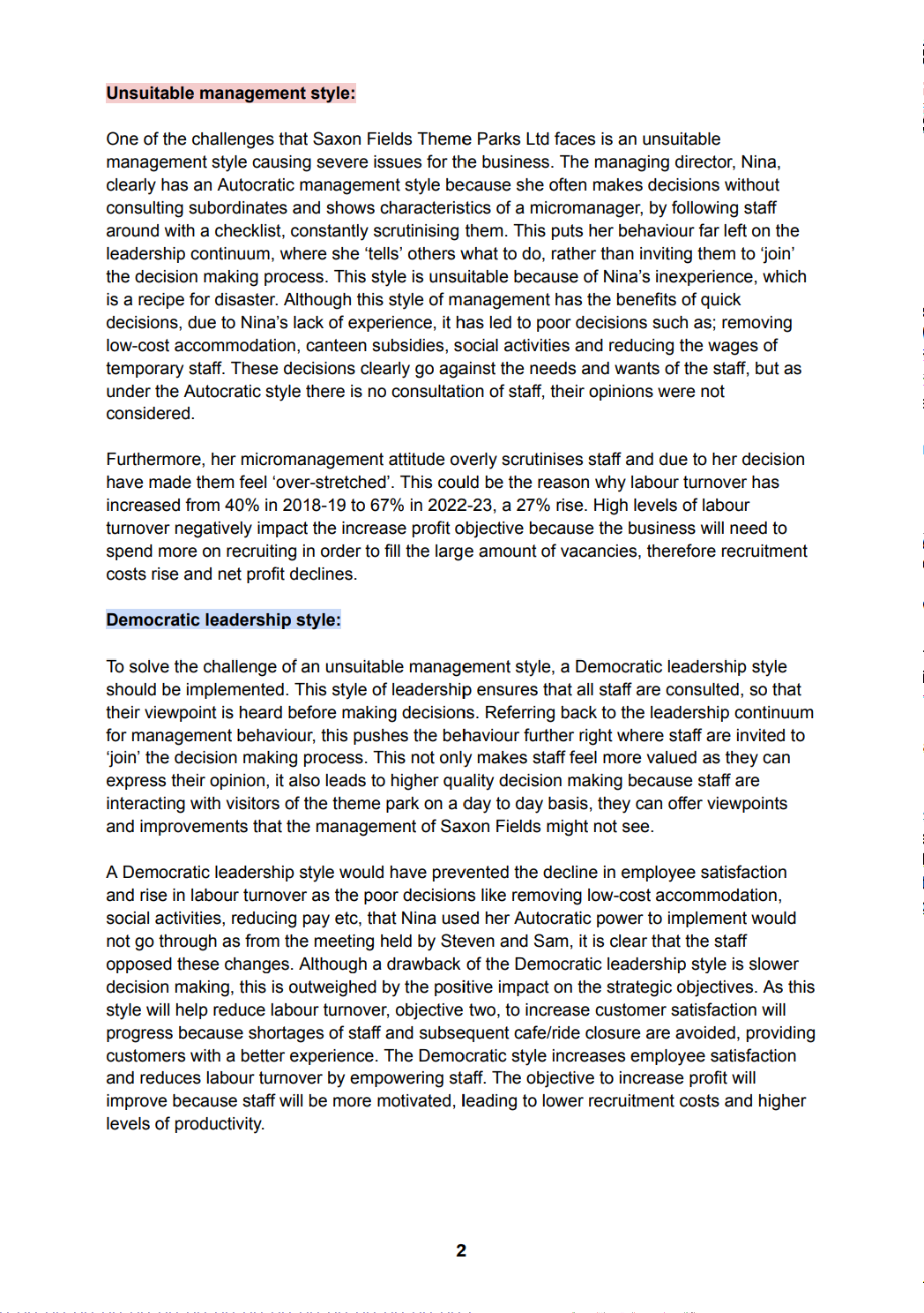 Challenges and Proposals for Saxon Fields Theme Park Ltd