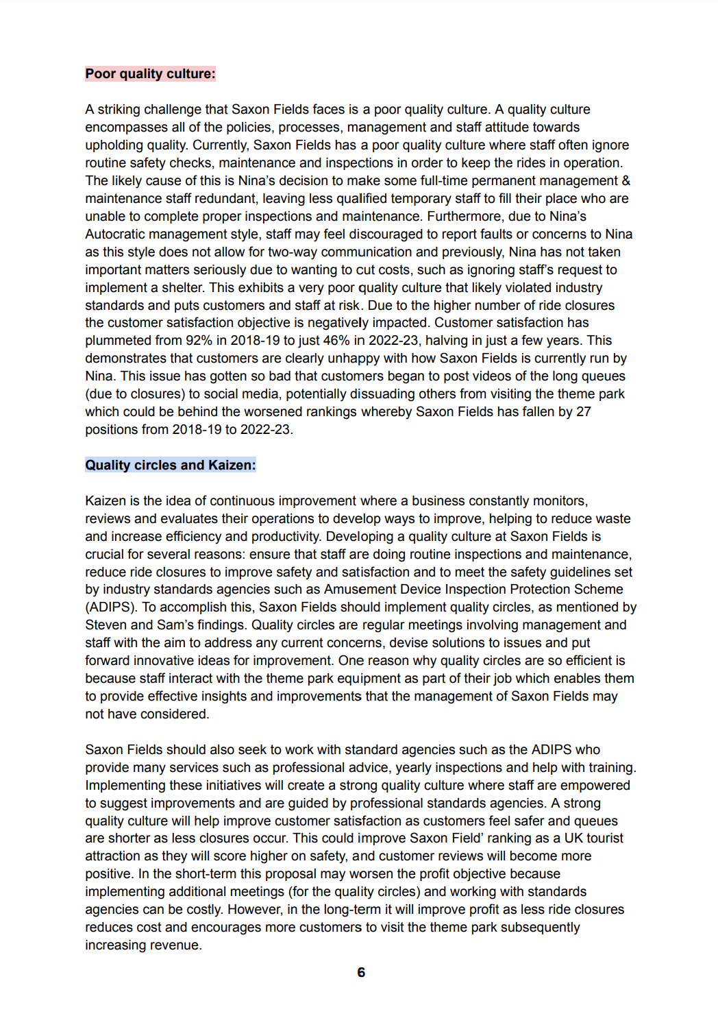Challenges and Proposals for Saxon Fields Theme Park Ltd