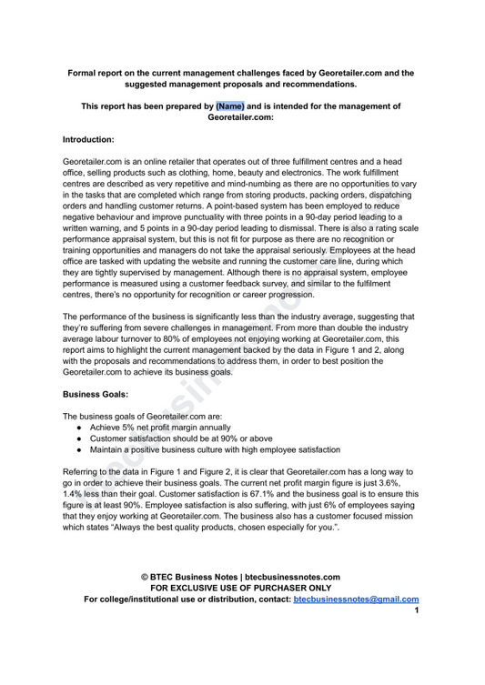 Georetailer.com Distinction Grade Report and Presentation Example