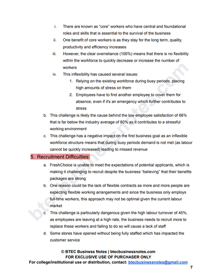 FreshChoice Case Study Notes for Unit 6 Principles of Management Exam