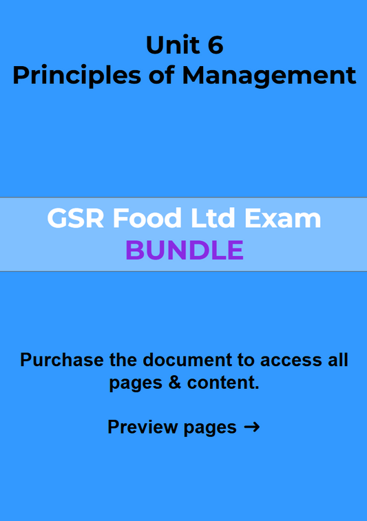 Gsr Unit GSR Food Ltd – BTEC Business Level 3 Notes
