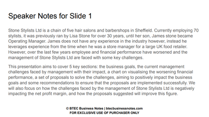 Stone Stylists Ltd Part B Distinction Grade Report and Presentation Example