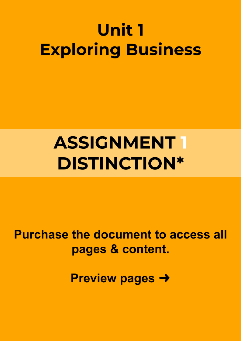 Exploring Business Assignment 1 – BTEC Business Level 3 Notes