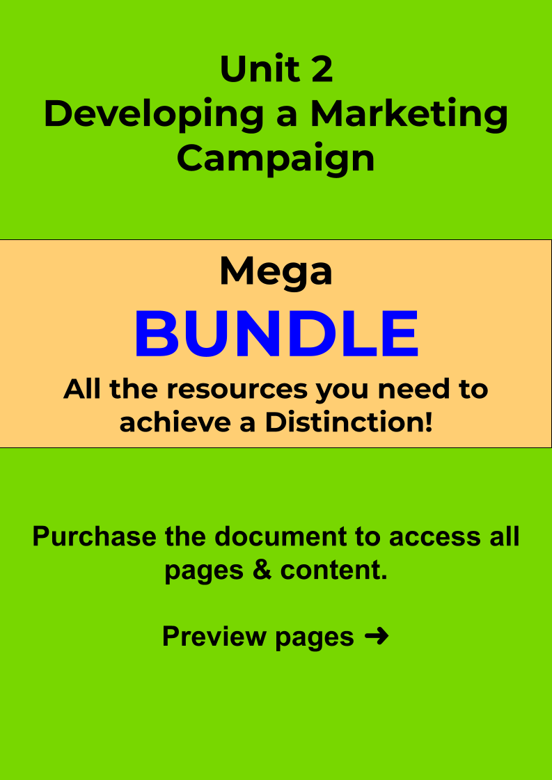 Developing A Marketing Campaign Exam Example Bundle – BTEC Business ...