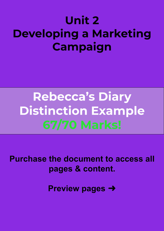 Unit 2 Rebecca's Dairy Developing a Marketing Campaign Exam Example