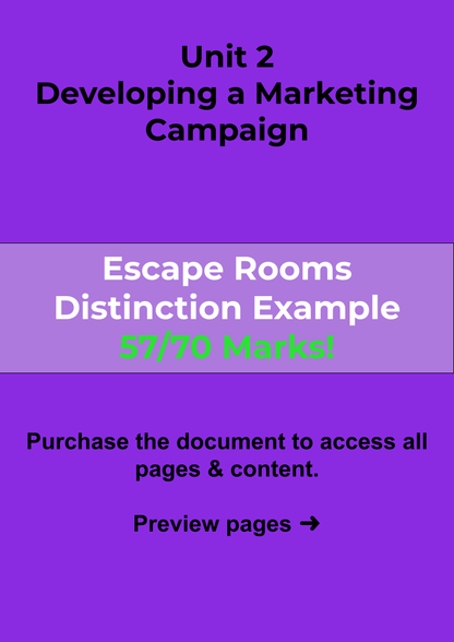 Unit 2 Escape Rooms Developing a Marketing Campaign Exam Example