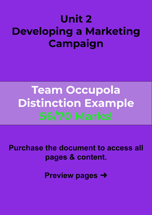 Unit 2 Team Occupola Developing a Marketing Campaign Exam Example