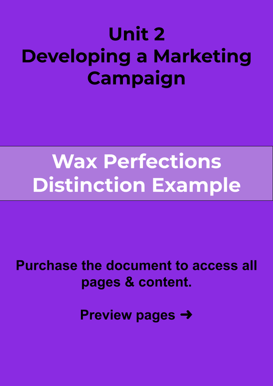 Unit 2 Wax Perfections Developing a Marketing Campaign Exam Example