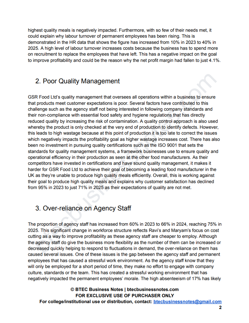 GSR Food Ltd Distinction Grade Report and Presentation Example